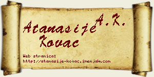 Atanasije Kovač vizit kartica